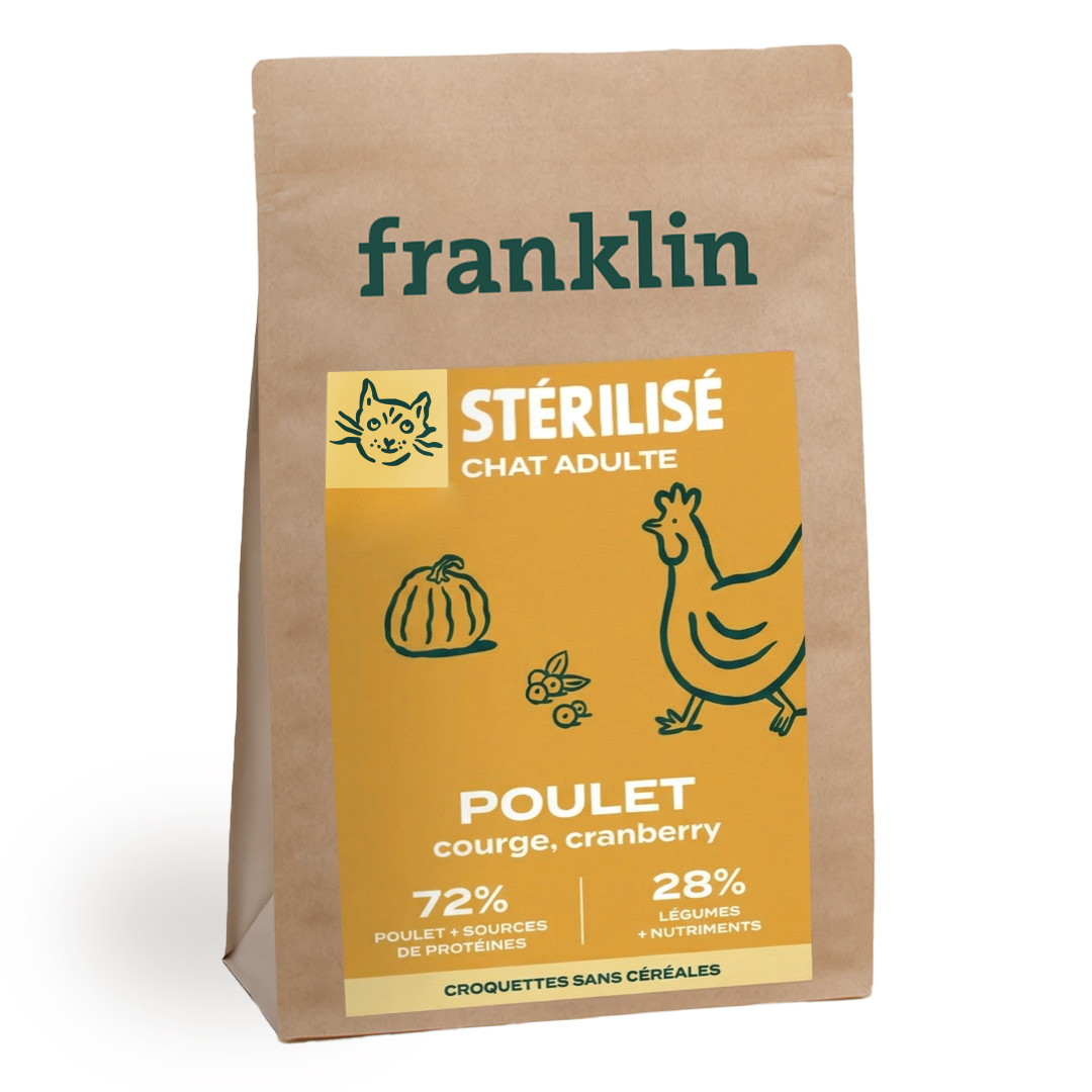 Franklin - Stérilisé - Chat Adulte - Poulet, courge, cranberry